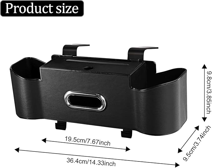 2Pack Car Backseat Organizer for Kids & Travelers - 4 in 1 Multifunctional Car Seat Back Storage with Cup Holder, Tissue Box, Snack/Handbag Holder - Nappa Leather Universal Fit for SUV/Van(Black)