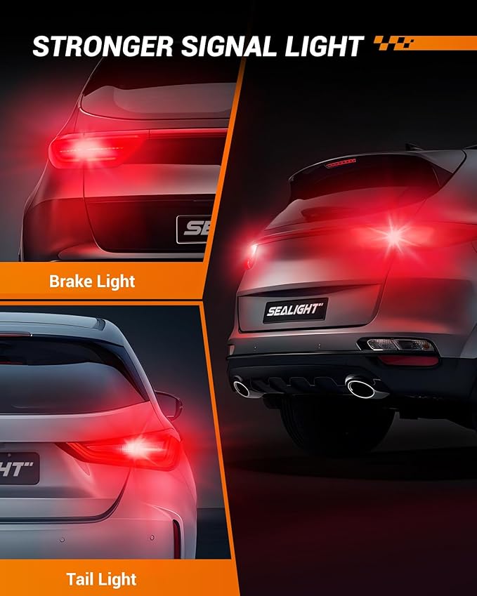 SEALIGHT 7443 7440 LED Bulb Red Brake Lights, T20 7441 7444 992 W21W LED Light Bulb with Projector for Tail Stop Parking Blinker Lights, Pack of 2