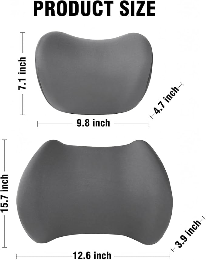 2025 New Car Headrest Pillow Set – The car Neck Pillow is as Soft as a Marshmallow, and The Lumbar Support Pillow for car can Soothe Lumbar Fatigue. Relieve Your Driving Tiredness. (Gray)