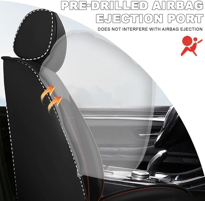 5 Seat Covers Fit for Acura ILX 2013-2022, Waterproof Premium Leather Automotive Accessories Seat Protectors Seat Cushions Wear-Resistant Car Seat Covers（Black&Red,Full Set）