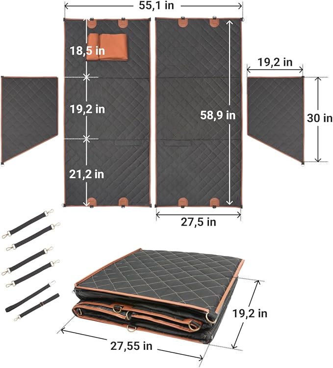 Owleys Back Seat Extender for Dogs Premium Dog Hammock for Car | Pet Cover for Dogs | Dog Covers for Cars Back Seat | (Black Standart)