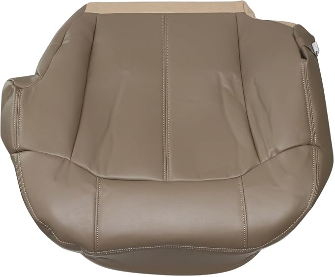 SecosAutoparts Driver Side Bottom and Foam Cushion Replacement Leather Seat Covers Med Tan Compatible with Chevy Silverado 1500 2500 1999 2000 2001 2002
