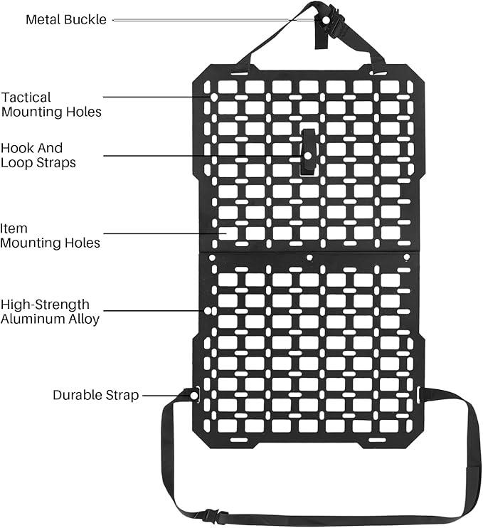 Car Organizer Back Seat – Tactical Seat Back MOLLE Panel with MOLLE Pouches, Universal Car Modular Storage Organizer for Vehicle