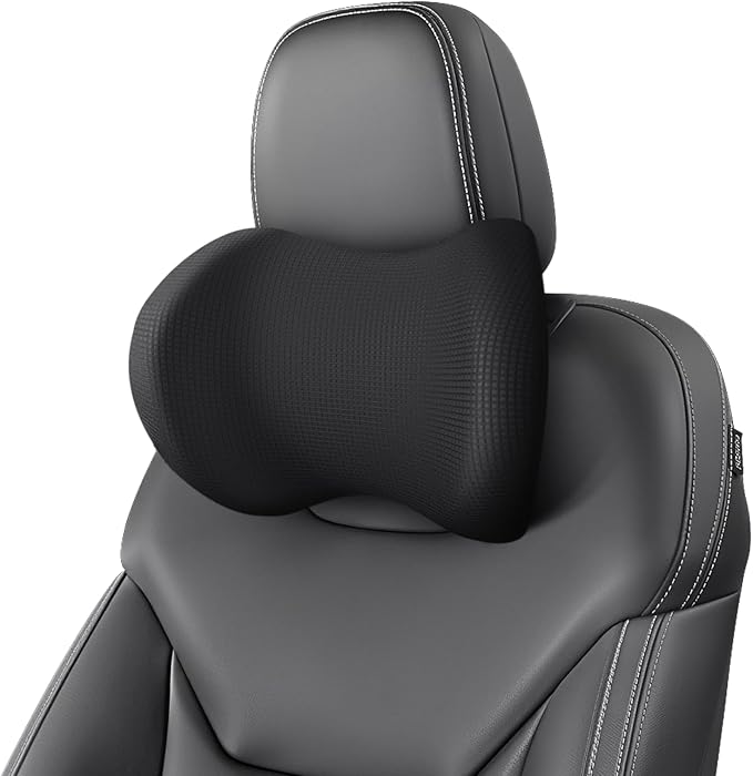 2 Pack Car Headrest Pillow for Neck Support, Ultra Comfortable Neck Pillow for Driving, Car Neck Pillows with Adjustable Strap & Breathable Removable Cover, Fit Most Cars(Black)