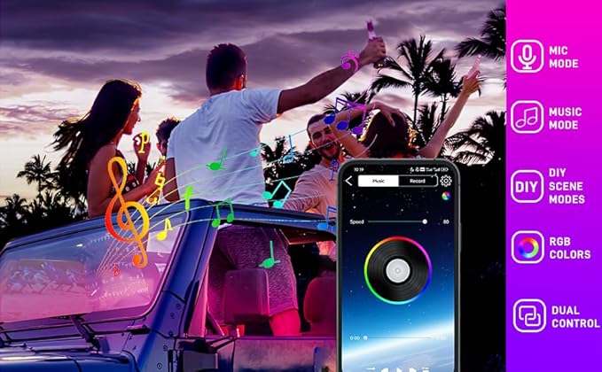 5.7FT LED Interior Light for Car, 48LEDs RGB USB Under Dash Lighting, Footwell Neon Internal Lights Kit, Smart APP and Remote Dual Control, Multicolor Music and Mic Mode