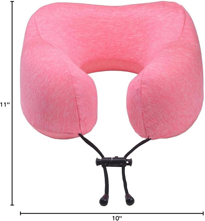 napfun Neck Pillow for Traveling, Upgraded Travel Neck Pillow for Airplane 100% Pure Memory Foam Travel Pillow for Flight Headrest Sleep, Portable Plane Accessories, Simple Sets (Optional), Full Rose