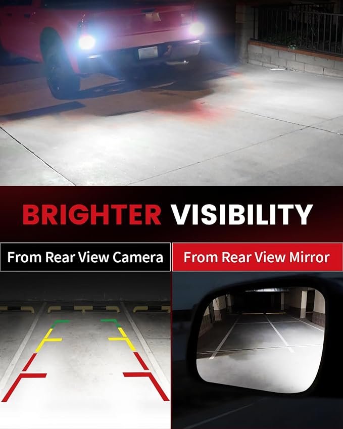 LASFIT L2 3157 LED Bulbs Reverse Light, 2025 Upgraded 500% Super Bright 6000K Xenon White, 3156 3056 3057 3047 4114 4157 4057 LED Lights with Projector for Backup, DRL, Replacement Lamp, 2pcs