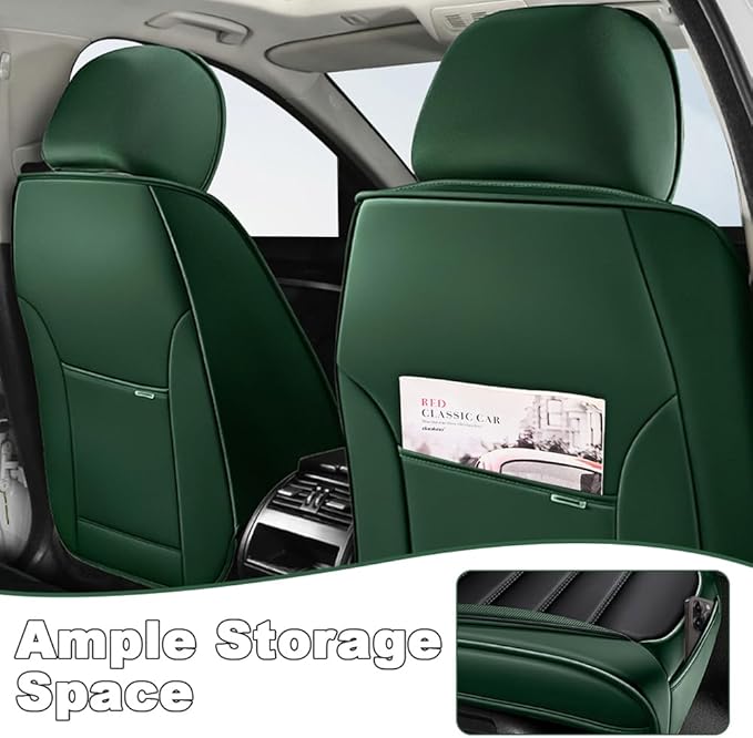 5 Seat Covers Fit for Acura ZDX 2024, Waterproof Premium Leather Automotive Accessories Seat Protectors Seat Cushions Wear-Resistant Car Seat Covers（Black&Green,Full Deluxe）