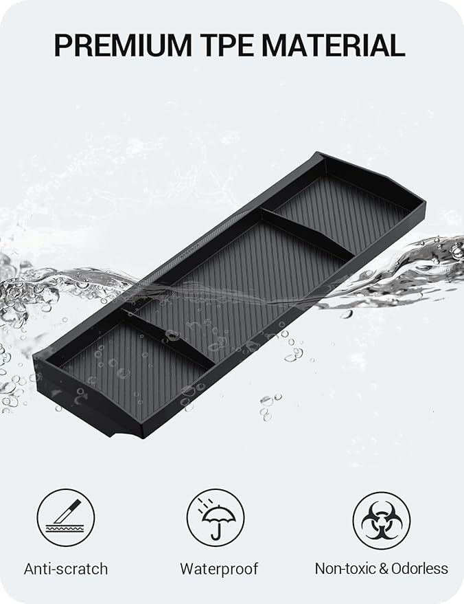 BASENOR Behind Screen Storage for Tesla Cybertruck Accessories 2024-2026, (Proprietary Design) Custom-Fit Center Console Sunglasses Holder & Hidden Dashboard Storage Tray