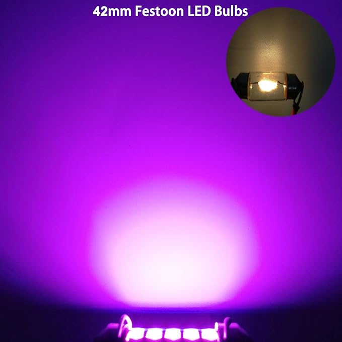 XINYANG 2PCS 578 Festoon LED Car Bulb 41mm 42mm 1.65in 211-2 Led Light Bulb Extremely Bright 20-SMD 4014 Chipsets Canbus Error Free 212-2 LED Lamp for Car Map Dome License Plate Lights,Purple
