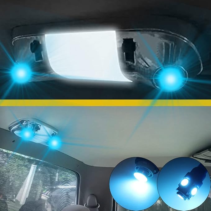 3Pcs Ice Blue Interior Map Dome Light LED Bulbs Compatible with 1987-1996 Ford F-150 F-250 Bronco