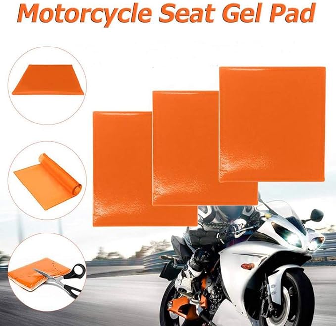 Motorcycle Seat Gel Pad Car Driver Passenger Seat Cushion Shock Absorption Mats Soft Cooling DIY Gel Pad Comfort Long Sitting Office Chair Wheelchair Seat Cushion Orange (25 x 25 x 2cm)