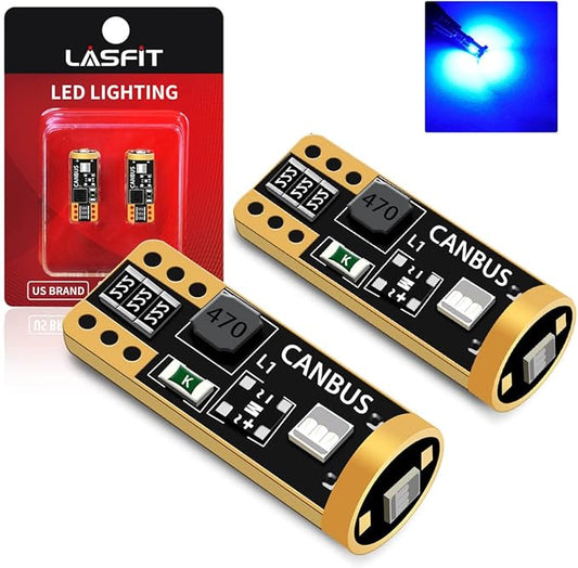 LASFIT 194 LED Bulb Blue 168 T10 192 2825 W5W LED Bulb Canbus Error Free, Non-Polarity 400LM Extremely Bright for Dashboard Light, Dome Map Courtesy Door Trunk Cargo Lights, Pack of 2