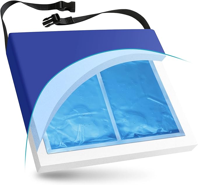 NYOrtho Gel Wheelchair Cushion - Cooling Gel Pad for Sitting - Non-Slip, Water-Resistant Seat Cushion for Pressure Relief - Ideal for Wheelchairs and Office Chairs - 24" x 18" x 3"