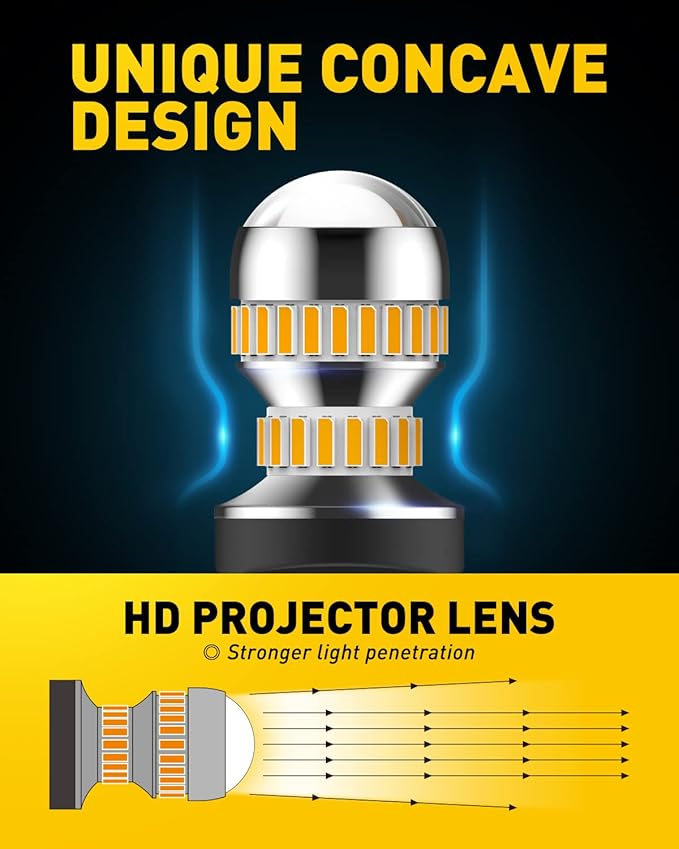 AUXITO LED Turn Signal Bulb 3157 LED Bulbs Amber Yellow Brighter 3156 3457A 4057 4157 LED Bulb for Front Rear Turn Signal Light Blinker DRL Marker Parking Lights, Pack of 2