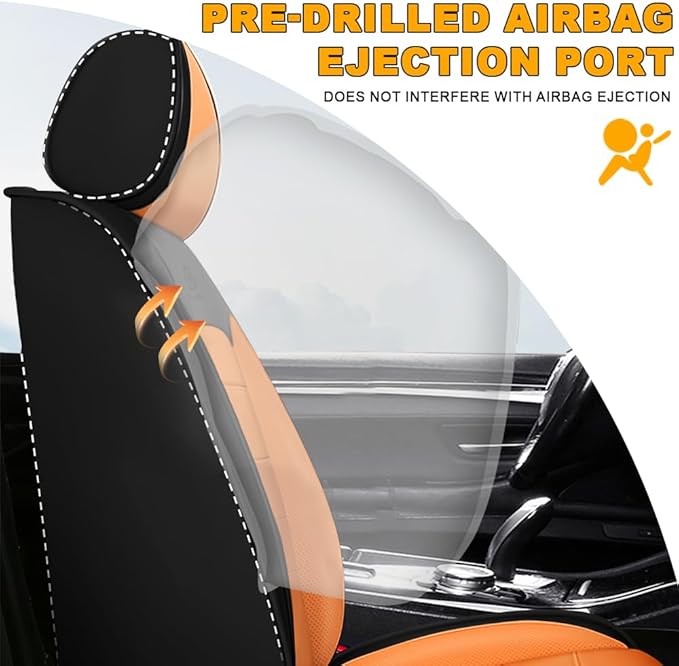 5 Seat Covers Fit for Acura ZDX 2024, Waterproof Premium Leather Automotive Accessories Seat Protectors Seat Cushions Wear-Resistant Car Seat Covers（Black&Orange,Full Set）