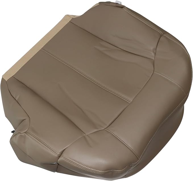 SecosAutoparts Driver Side Bottom and Foam Cushion Replacement Leather Seat Covers Med Tan Compatible with Chevy Silverado 1500 2500 1999 2000 2001 2002