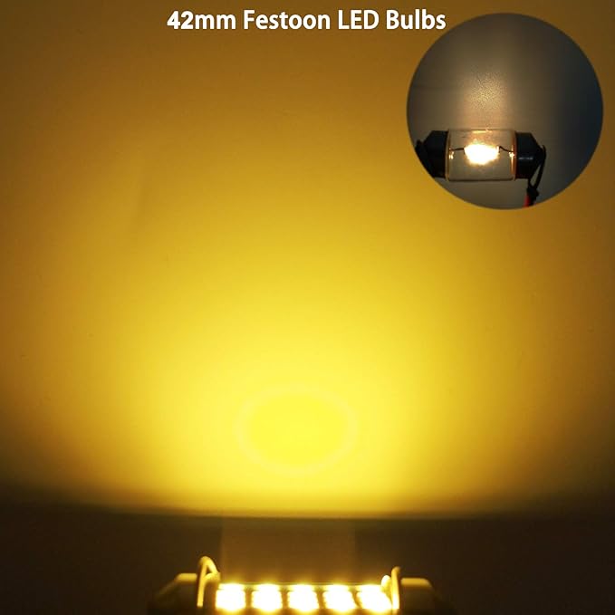 XINYANG 2PCS 578 Festoon LED Car Bulb 41mm 42mm 1.65in 211-2 Led Light Bulb Extremely Bright 20-SMD 4014 Chipsets Canbus Error Free 212-2 LED Lamp for Car Map Dome License Plate Lights,Amber