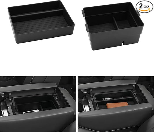LUWU 2025 2026 Lexus TX Center Console Organizer 2-Pack for 2024 2025 2026 Lexus TX 350/500h/550h+ Accessories Armrest Console Storage Box Glove Organizer Tray ABS Material Black