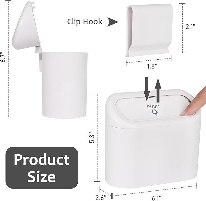 Accmor Car Trash Can with Lid, Vehicle Dustbin Garbage Organizer Holder with One Roll Bag, Mini Leakproof Storage Bin for Auto, SUV, Office (White)