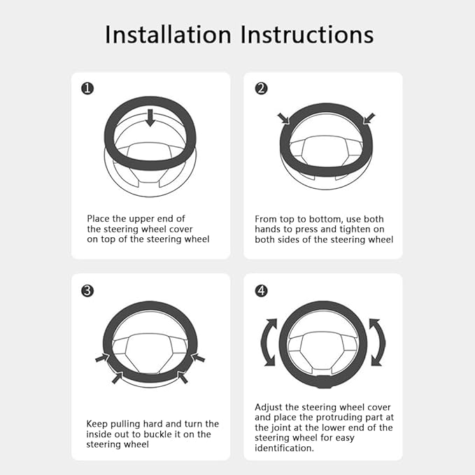 38cm Car Steering Wheel Cover, Universal 15 inch, Microfiber Breathable Ice Silk, Anti-Slip, Odorless, Easy to Install