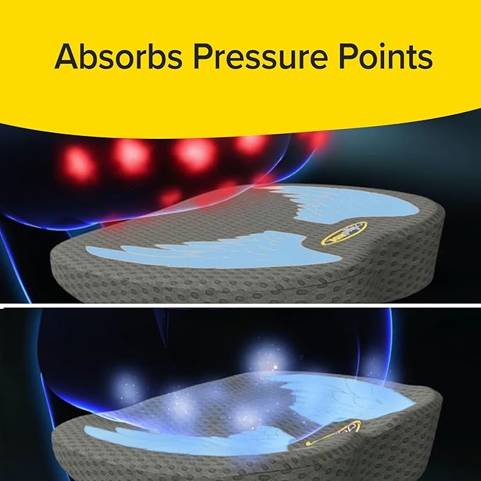 Auto Cushion with Memory Foam, AS SEEN ON Fox News, Advanced Lumbar Helps Relieve Pressure Points, Molds to Any Body, Drive in Heavenly Comfort in Any Vehicle, Breathable, Washable Cover