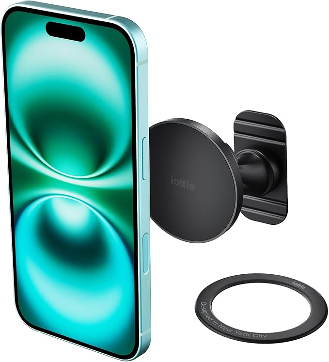 iOttie iTap 3 Magnetic Flush Mount Car Mount Phone Holder with Magnetic Ring Adapter. Compatible with iPhone, Samsung Galaxy, Google Pixel, Huawei, LG, and All Qi Compatible Smartphones