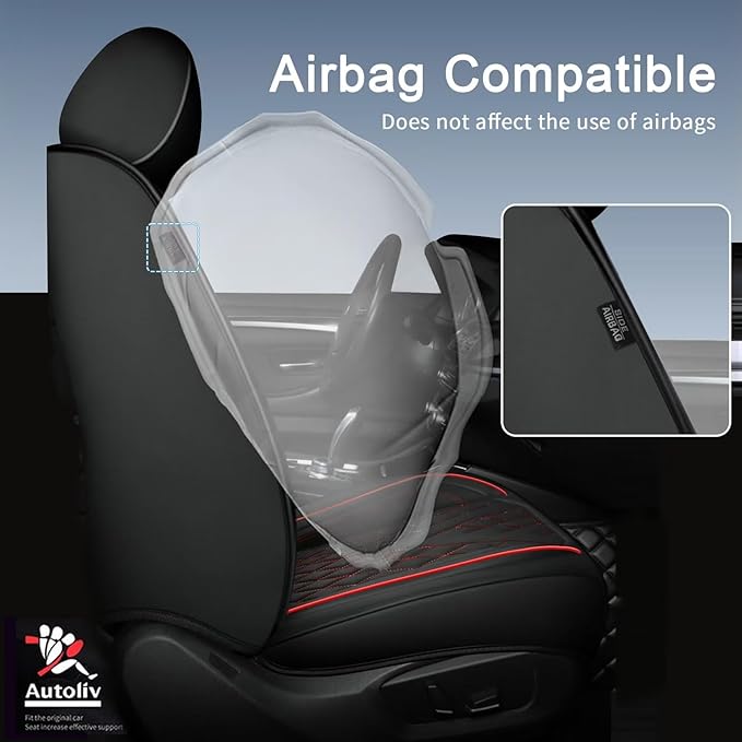 2PCS Front Car Seat Covers Fit for Ford Ranger 2019-2025 2026(Not Fit Raptor) Faux Leather Truck Seat Cover Cushion (Red Line)