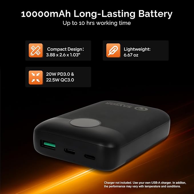 SAVIOR HEAT Heated Stadium Seat for Bleachers with Back Support 3 Heat Levels 10,000mAh Portable Heated Seat Cushion Chair Warmer with Battery Pack for Back Waist Hip Thigh Home Office Camping Yard