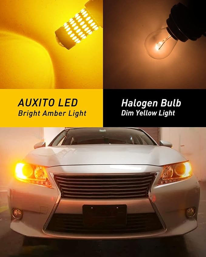 AUXITO 3157 LED Bulbs Amber, Super Bright 3056 3156 3057 4157 LED Bulbs with Projector for Turn Signal Blinker Reverse Back Up Parking Marker Lights
