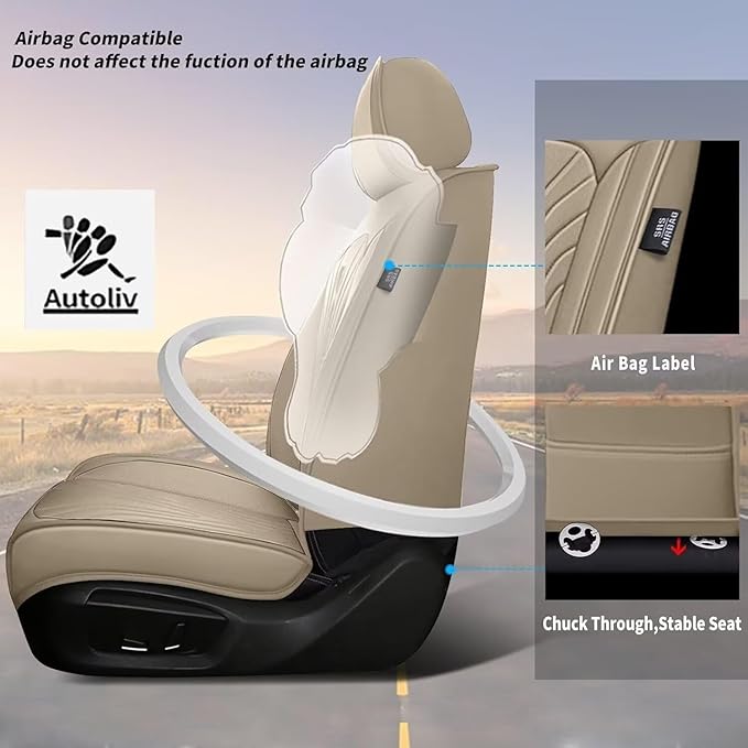 Seat Covers Fit for Hyundai Ioniq 5 2022-2024, Waterproof Leather Breathable Car Cushions Anti-Slip for 5 Passengers Seat Covers Protector(5 Seats, Beige)