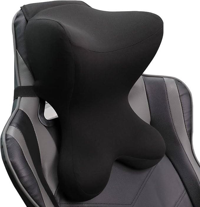 Car Neck Pillow for Driving Seat Car headrest Pillow/Gaming Chair Pillow with Adjustable Strap Removable Cover Ergonomic Design Neck Support Pillow for auto, Office Chair, Gaming Chair(Black)