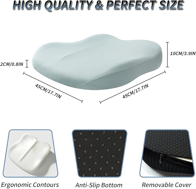 Wedge Car Seat Cushions for Driving, Adult Booster Seat Cushion for Car Truck Driver, Memory Foam Butt Cushion for Office Chair Wheelchair Home, Cloth Blue