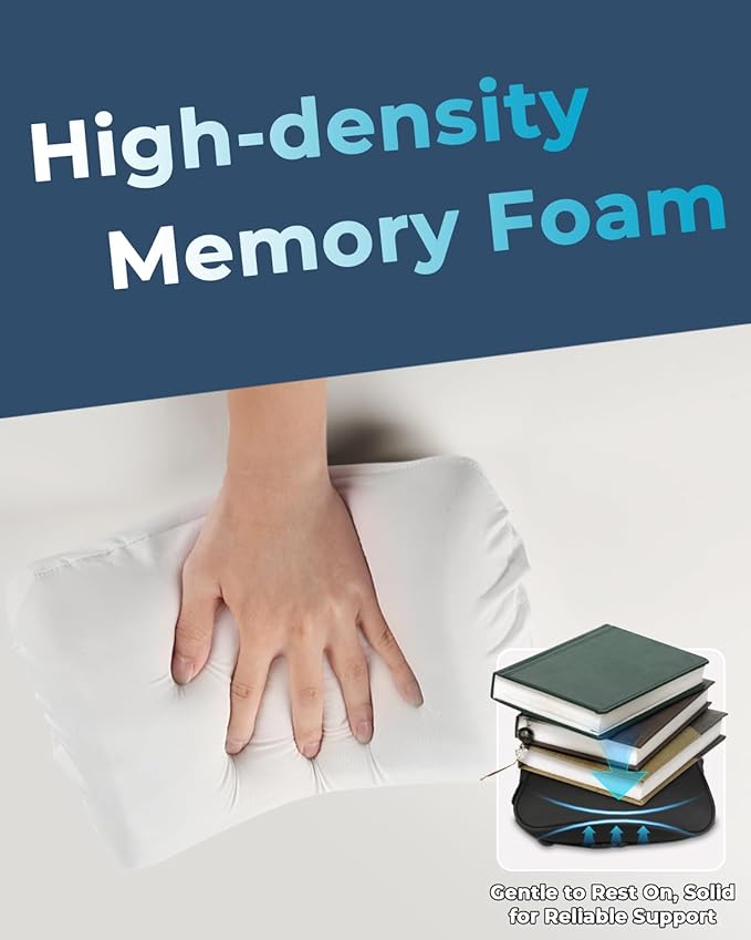 Aukee Car Headrest Pillow with Genuine Leather Cover Memory Foam Neck Cushion for Driving Home Office Black (Pack of 2)