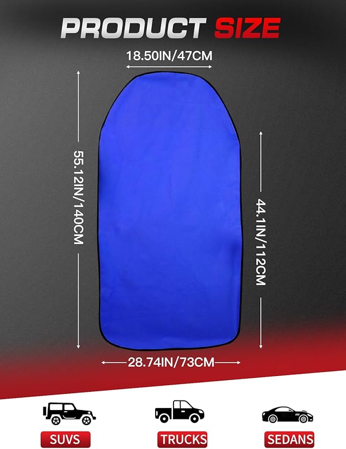 Universal Car Seat Cover Towel, Waterproof Washable Sweat Protection for Front Bucket Seats, Non-Slip Fit, Fits Cars SUVs Trucks, Ideal for Gym, Kids, Pets, Outdoor Sports, Travel (Blue, 1 Pack)