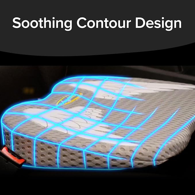 Auto Cushion with Memory Foam, AS-SEEN-ON-TV, Advanced Lumbar Helps Relieve Pressure Points, Molds to Any Body, Drive in Heavenly Comfort in Any Vehicle, Breathable, Washable Cover