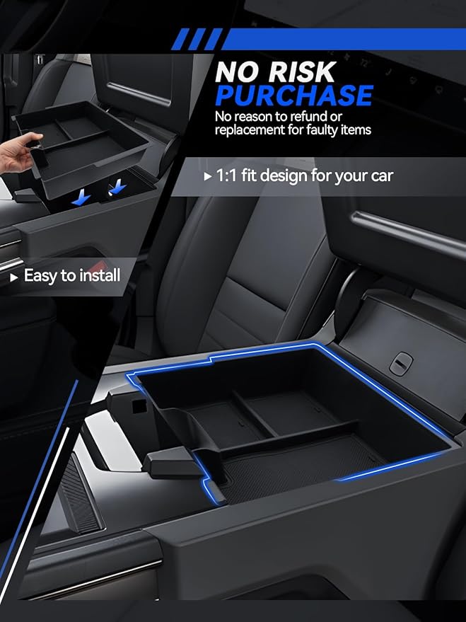 for Hummer Center Console Organizer 2022 2023 2024 2025 2026 GMC Hummer EV Accessories Armrest Tray Middle Storage Box Insert Container Durable ABS Plastic