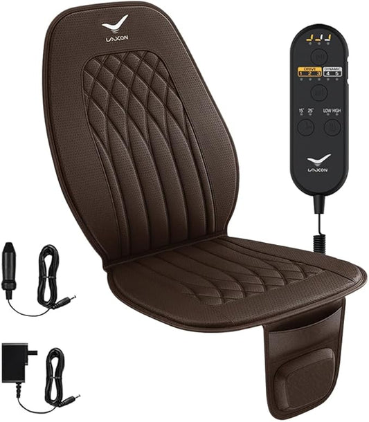 Laxon Vehicle Seat Air Massage Cover. Tailored for Long-Distance Truck Drivers with Long Driving.11 Air Cells Dynamic Work 3 Massage Mode for Back & Hip. Relax Muscles While Driving (Choco)