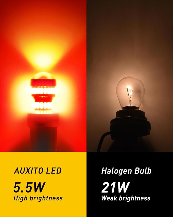 AUXITO 1156 LED Bulb Red Super Bright 7506 BA15S P21W LED Replacement with Projector for Taill Brake Backup Reverse DRL Signal Parking Lights, Pack of 2