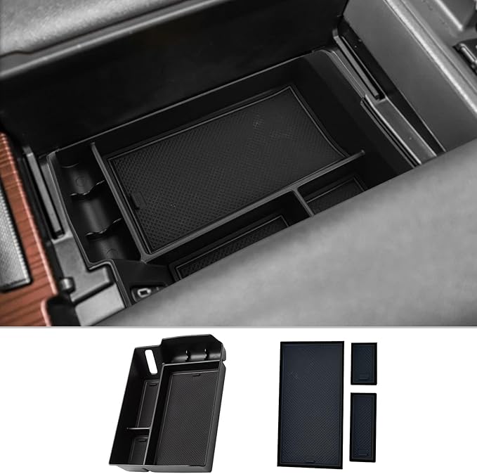 CDEFG Center Console Organizer Tray for 2021-2026 4th Gen Sienna XL40 Interior Accessories ABS Black Material Armrest Insert Secondary Storage Box (Black)