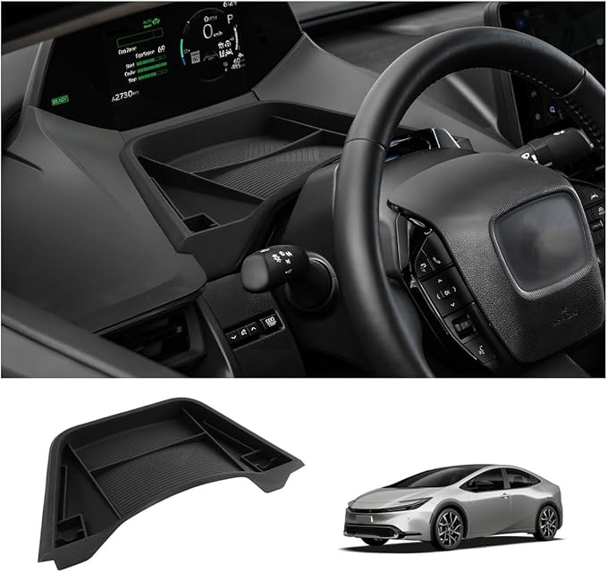LUWU [Upgrades] 2025 Prius Dashboard Storage Tray Compatible with 2023 2024 2025 2026 Prius Accessories Behind Screen Organizer 2025 Prius Accessories Center Console Box Dash Tray (Silicone)