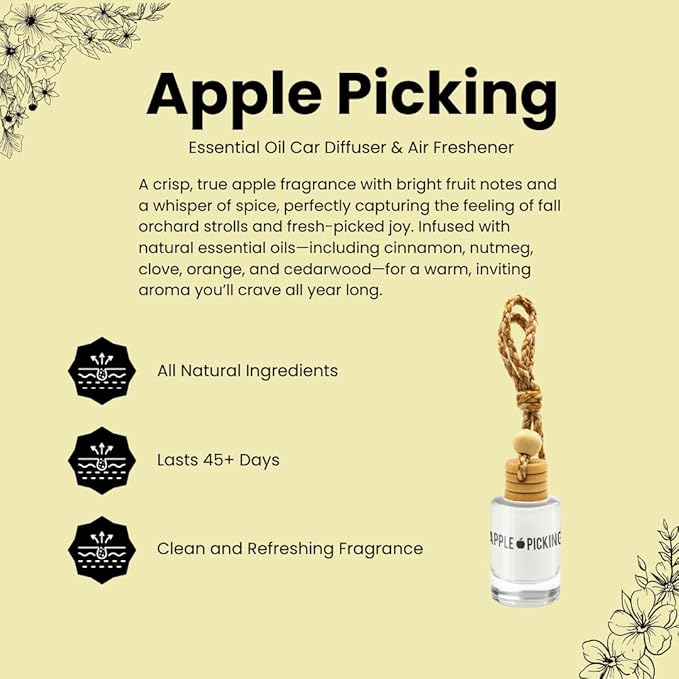 Fresh Autumn Apple Scented Car & Closet Air Freshener – Hanging Essential Oil Diffuser, Modern and Long Lasting Scent for Car, Bathroom, Closet – 2-Pack Seasonal Air Freshener for men and women