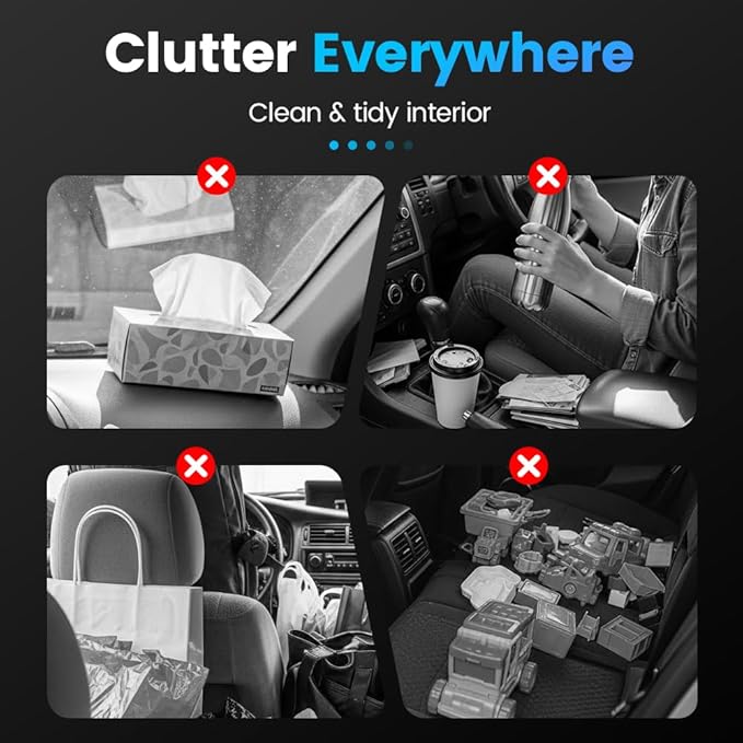 Back Seat Car Organizer, 4-in-1 Car Backseat Organizer with Cup Holder and Storage, Universal Leather Multifunctional Seat Back Storage with Tissue Box,Phone Holder, Trash Bin & Hooks (ORANGE)