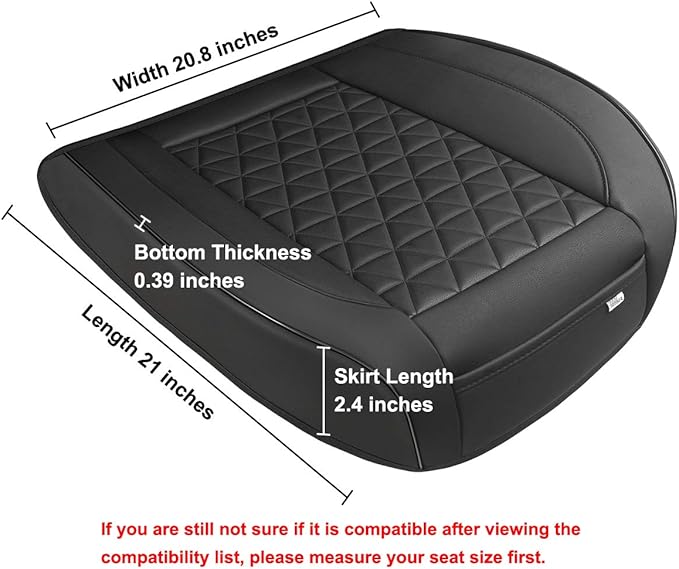Black Panther Luxury Faux Leather Car Seat Cover Front Bottom Seat Cushion Cover, Anti-Slip and Wrap Around The Bottom, Fits 95% of Vehicles - 1 Piece,Black