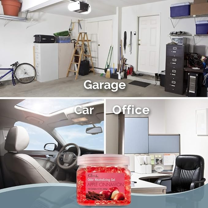 Clear Air Odor Eliminator Gel - 12 oz, Pack of 2 - Air Freshener Made with Essential Oils - Eliminates Odors in Bathrooms, Cars, Boats, RVs & Pet Areas - Apple Cinnamon Scent