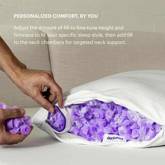 Purple Freeform Pillow - King Size, Customizable Support with GelFlex Grid & MicroFlex Moon Foam - Pressure Relief, Cooling, Extra Filling & Adjustable Height