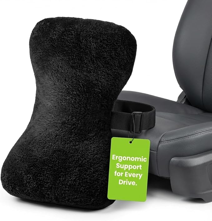 Memory Foam Car Neck Pillow for Driving - Ergonomic Headrest Pillow with Adjustable Strap - Car Seat Neck Support Cushion - Relieves Neck Pain for Road Trips & Daily Commutes Universal Fit Car Pillow