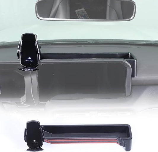 LLKUANG Center Console Dash Organizer Tray Compatible with Toyota Land Cruiser 250 Prado 2024 2025+ Navigation Screen Rear Insert Auxiliary Storage Box,Phone Holder Accessories (Style E)