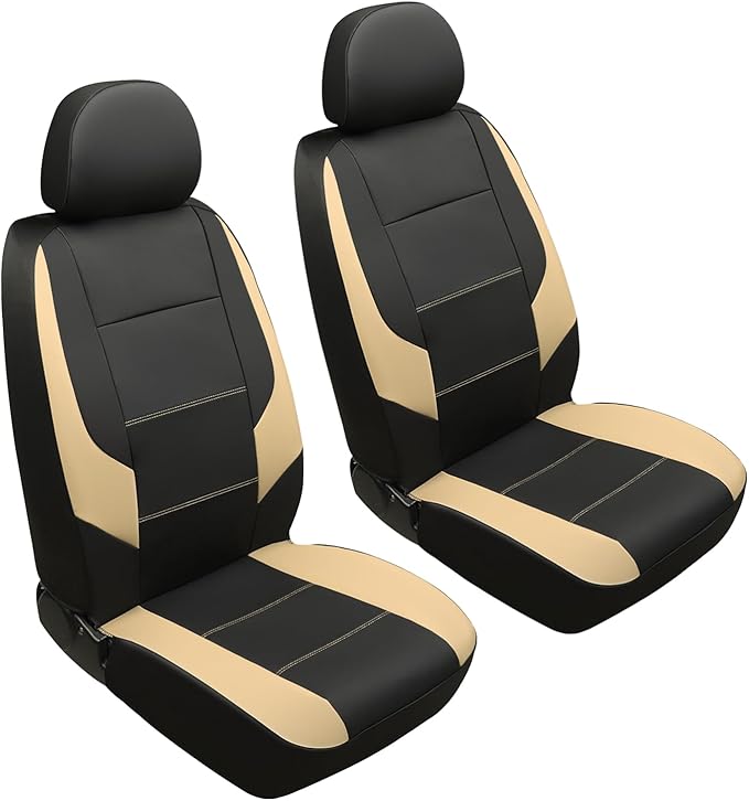GIANT PANDA Front Seat Cover for Mazda, Leather Seat Protectors Custom Fit Mazda 3 6 CX-3 CX-30 CX-5 CX-7 CX-9 Tribute (2-Pack Beige)