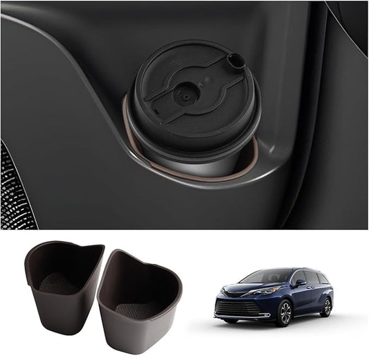 LUWU 2025 2026 Sienna Center Console Cup Holder Compatible with 2021 2022 2023 2024 2025 2026 Toyota Sienna Interior Accessories Rear Seat Door Side Silicone Cup Holder Insert Sienna 2025 Accessories